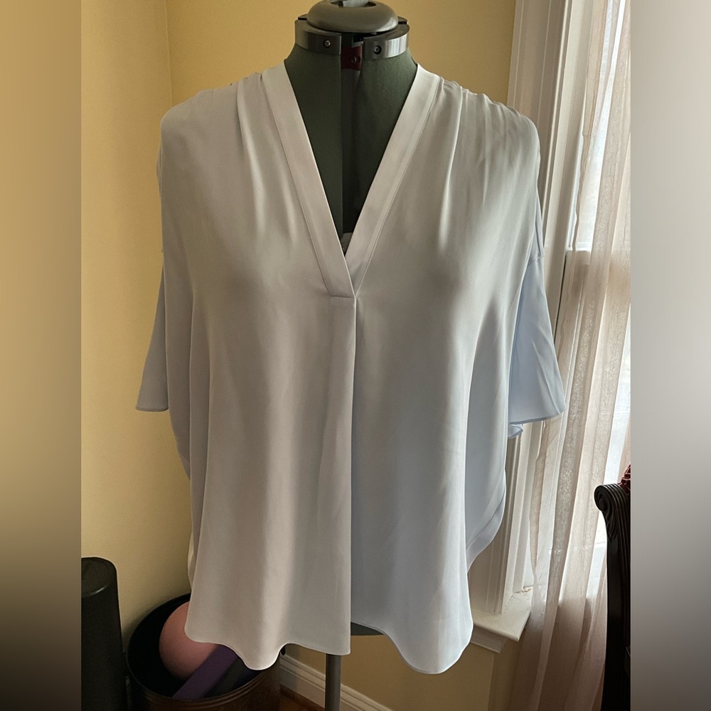 119- NWT pastel blue v neck silk blouse - size large